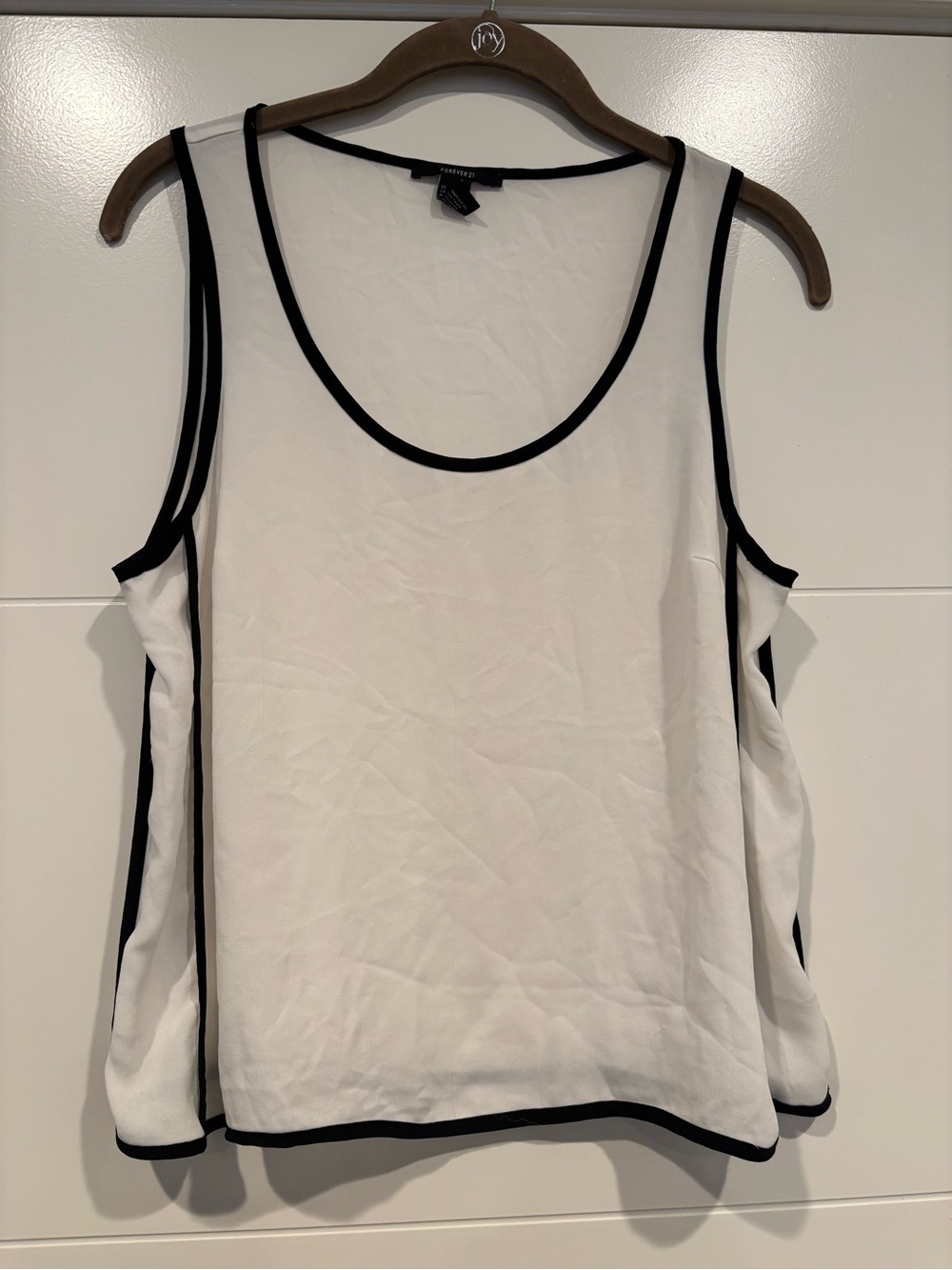 Forever 21 White Tank Top with Black Trim